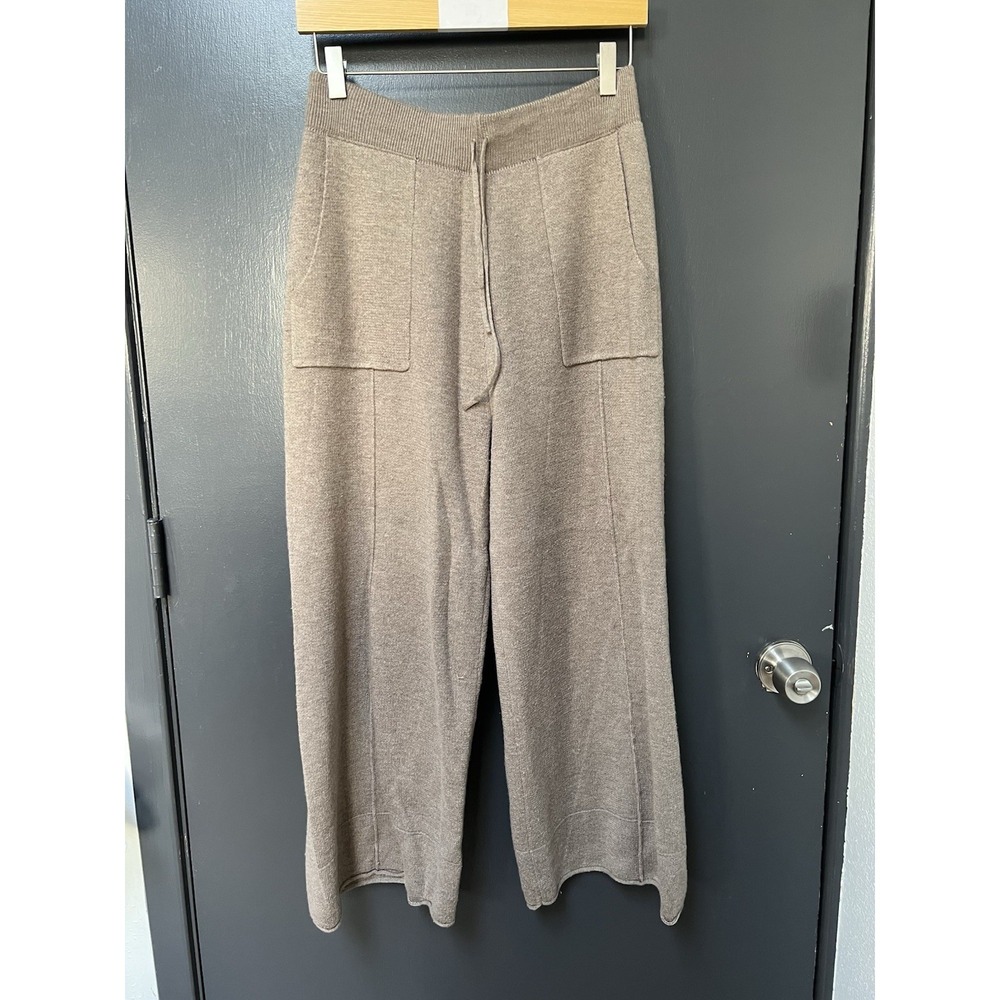 NAP Loungewear Heverly Wool Blend Wide Leg Cropped Pants Sz L